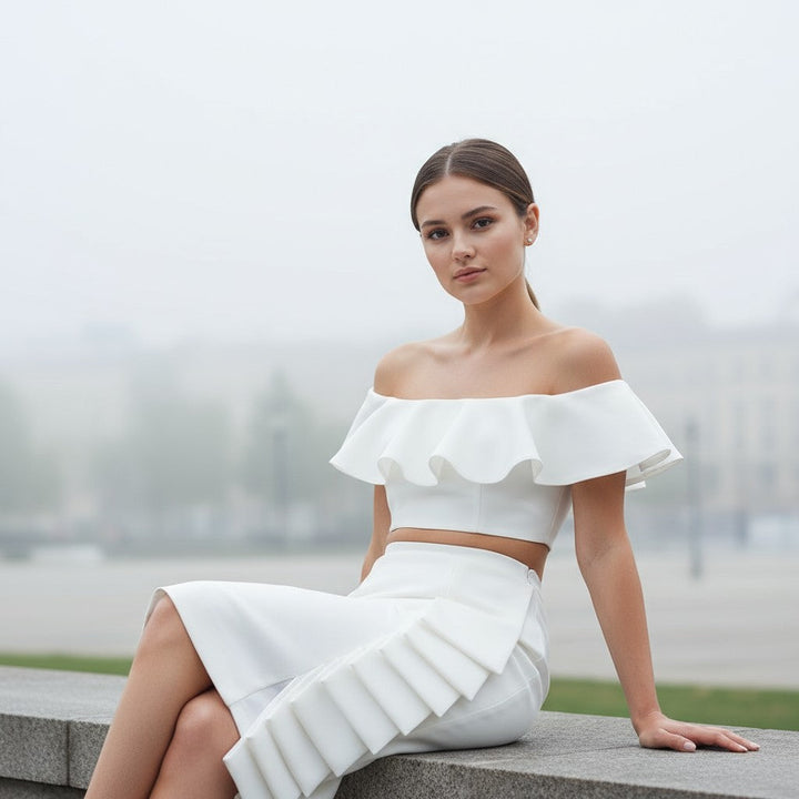 Asymmetric Midi Skirt Two-Piece Set-Bon Voyage Vintage