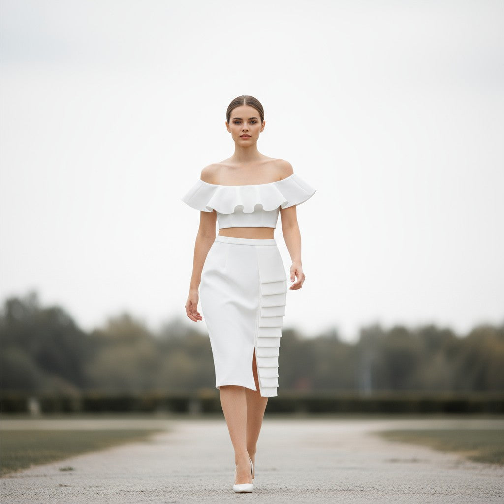 Asymmetric Midi Skirt Two-Piece Set-Bon Voyage Vintage