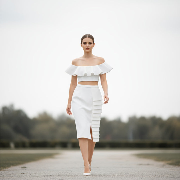 Asymmetric Midi Skirt Two-Piece Set-Bon Voyage Vintage
