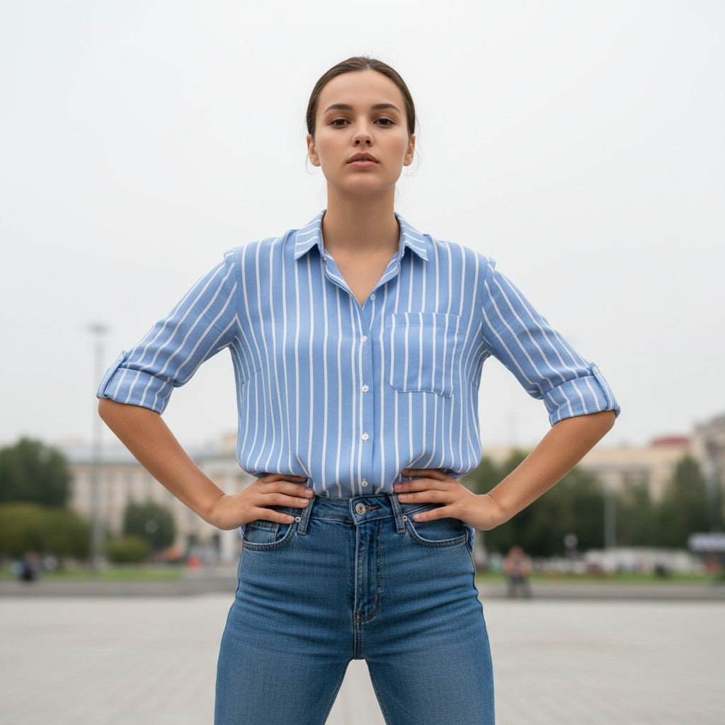 Autumn Loose Striped Commuter Shirt-Bon Voyage Vintage