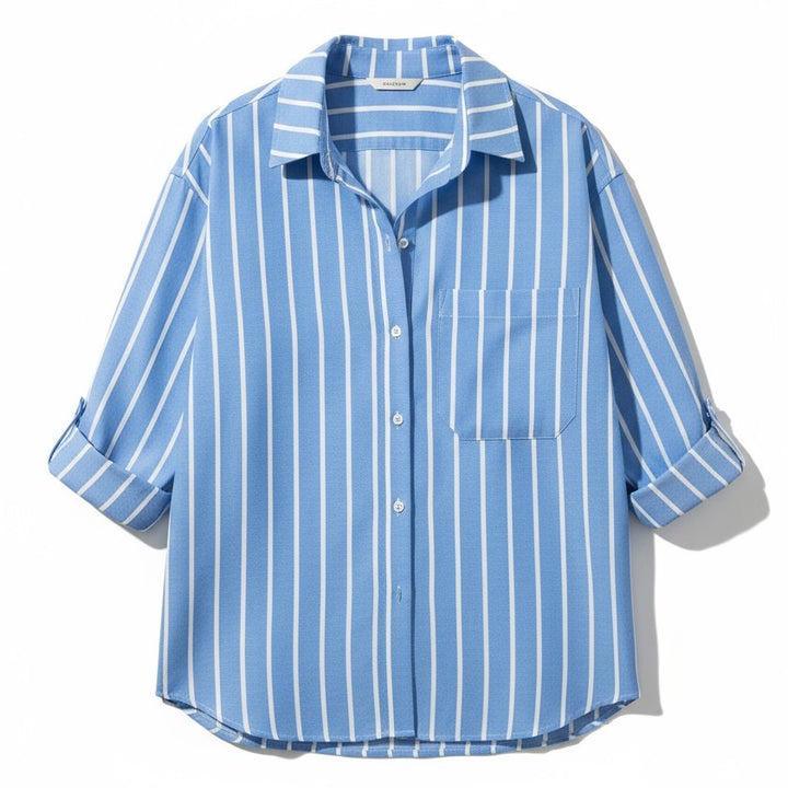 Autumn Loose Striped Commuter Shirt-Bon Voyage Vintage