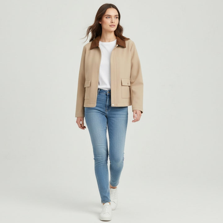 Autumn & Winter Short Contrast Collar Jacket-Bon Voyage Vintage