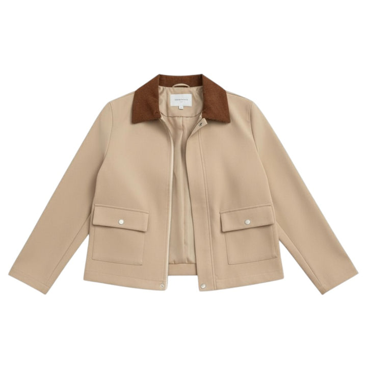 Autumn & Winter Short Contrast Collar Jacket-Bon Voyage Vintage