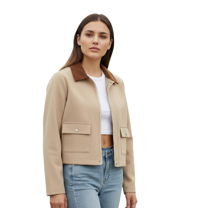 Autumn & Winter Short Contrast Collar Jacket-Bon Voyage Vintage