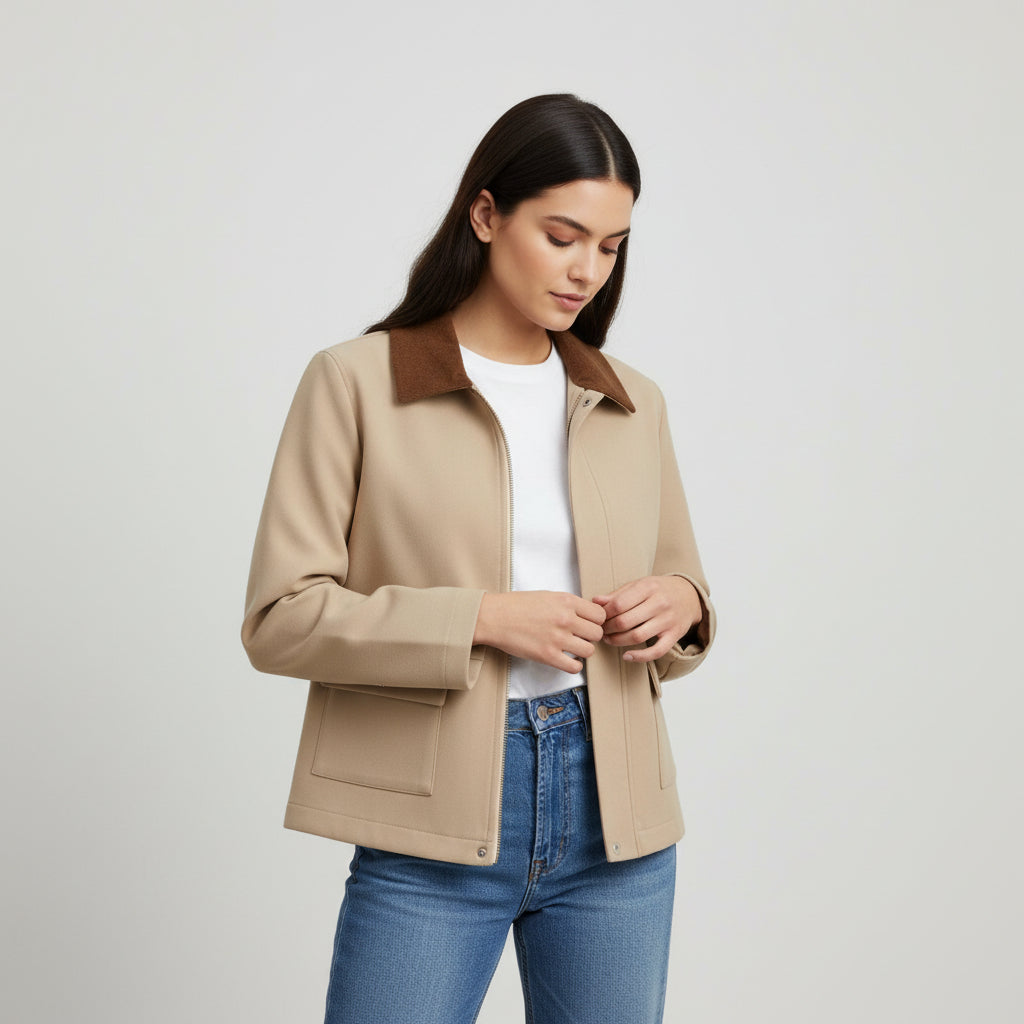 Autumn & Winter Short Contrast Collar Jacket-Bon Voyage Vintage