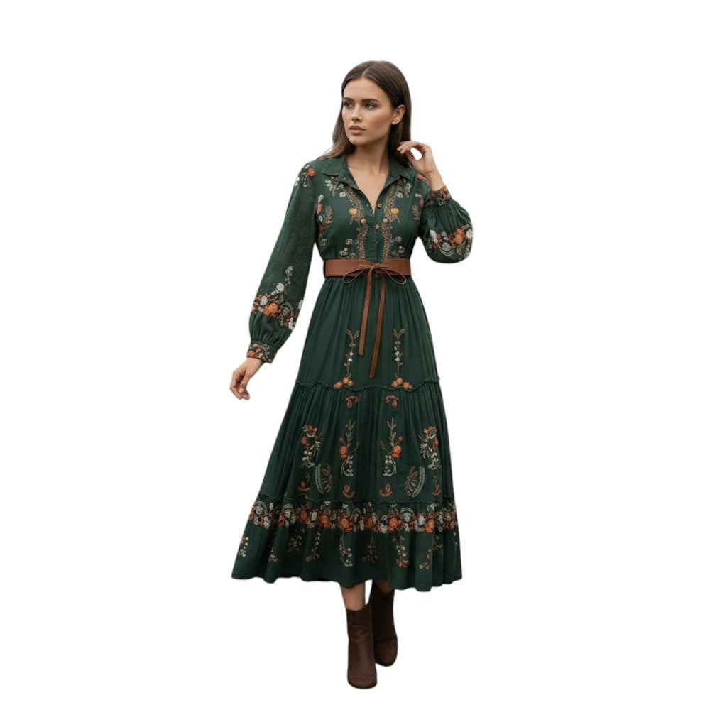 Boho Floral Fall Maxi Dress-Bon Voyage Vintage