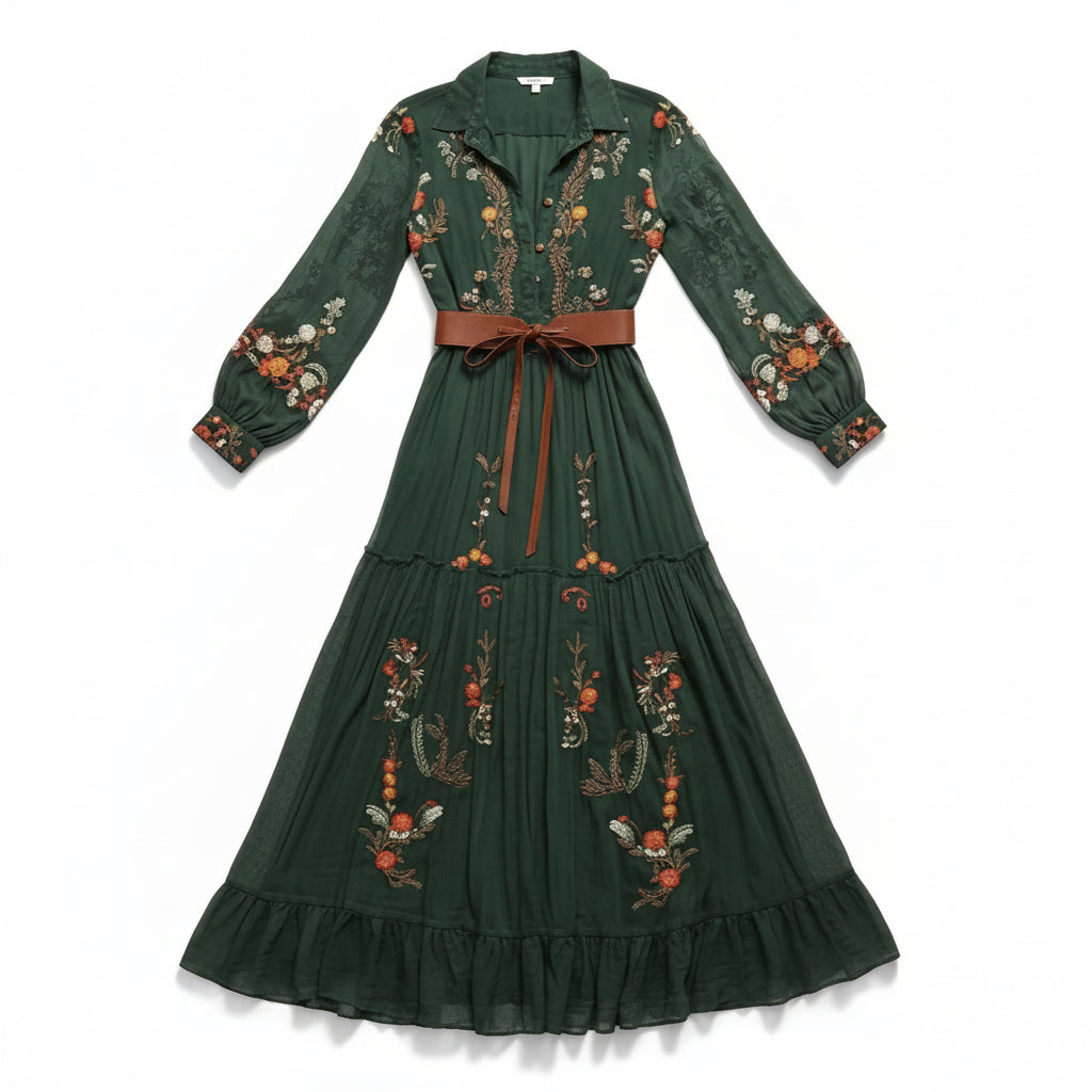 Boho Floral Fall Maxi Dress