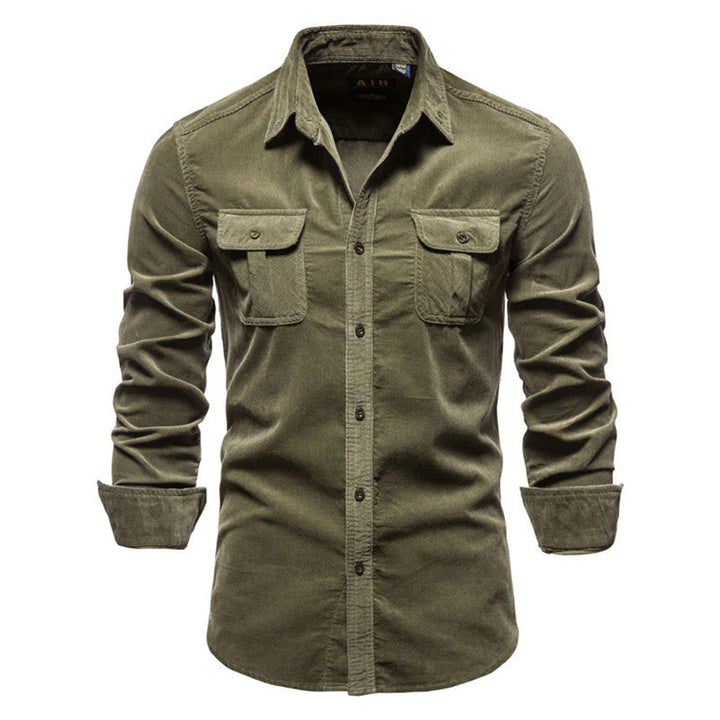 Bon Voyage Vintage Corduroy Long-Sleeve Casual Shirt for Autumn-Bon Voyage Vintage
