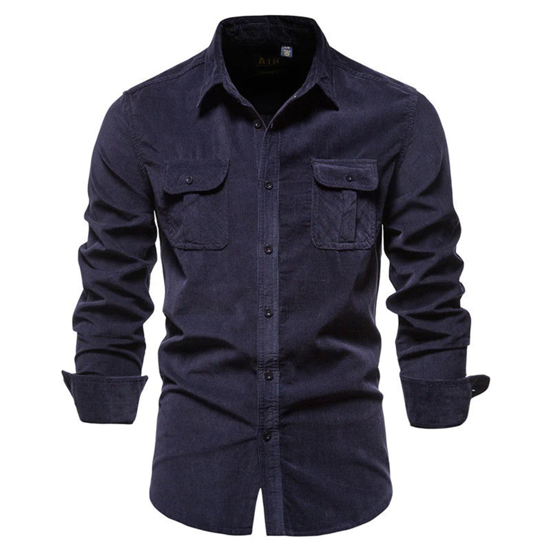 Bon Voyage Vintage Corduroy Long-Sleeve Casual Shirt for Autumn-Bon Voyage Vintage
