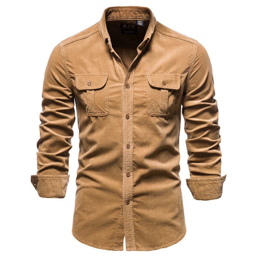 Bon Voyage Vintage Corduroy Long-Sleeve Casual Shirt for Autumn-Bon Voyage Vintage