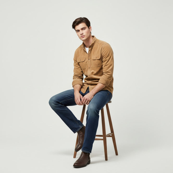 Bon Voyage Vintage Corduroy Long-Sleeve Casual Shirt for Autumn-Bon Voyage Vintage