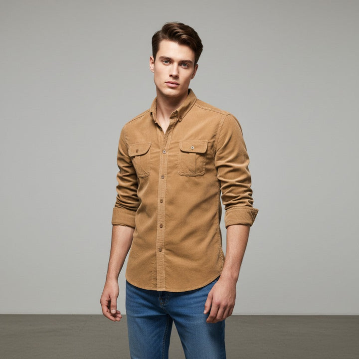 Bon Voyage Vintage Corduroy Long-Sleeve Casual Shirt for Autumn-Bon Voyage Vintage