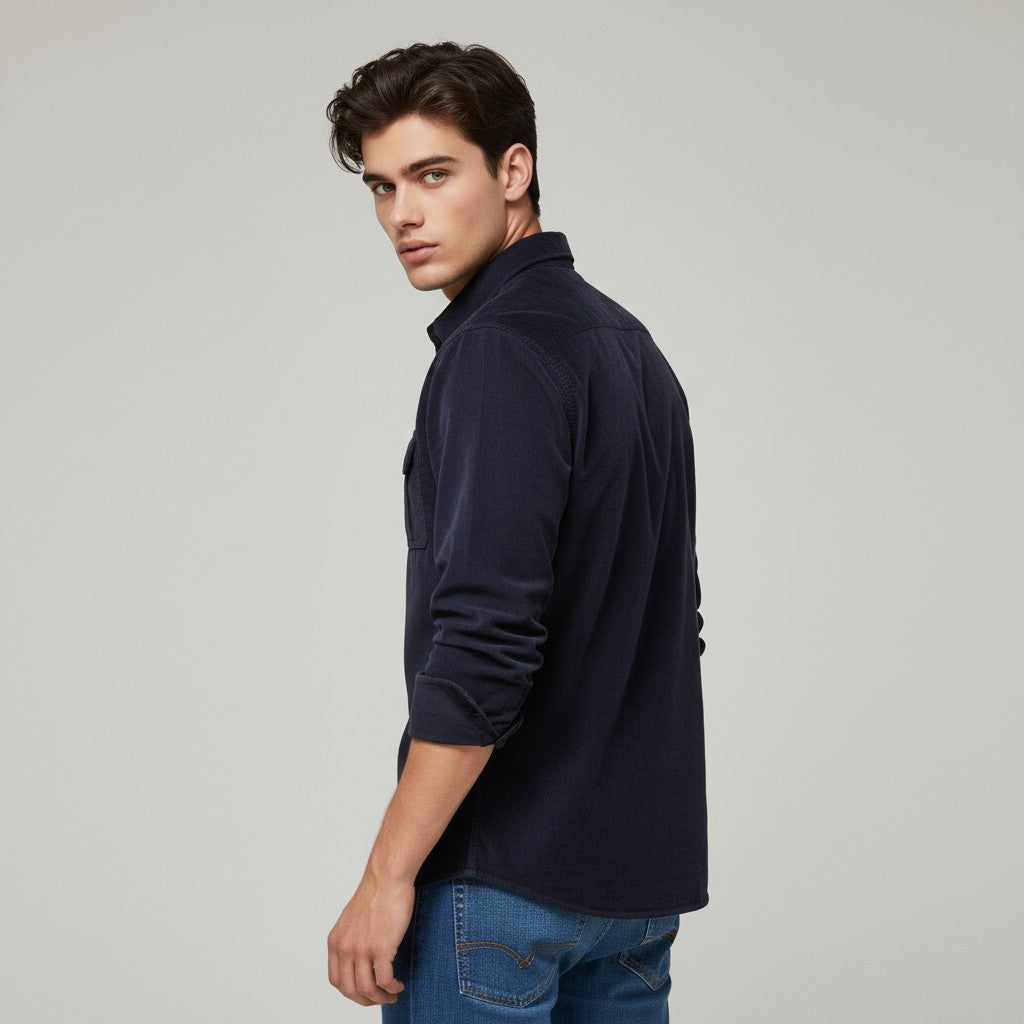 Bon Voyage Vintage Corduroy Long-Sleeve Casual Shirt for Autumn-Bon Voyage Vintage