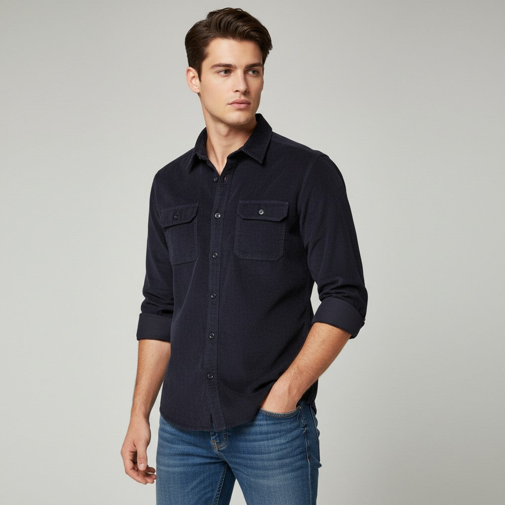Bon Voyage Vintage Corduroy Long-Sleeve Casual Shirt for Autumn-Bon Voyage Vintage