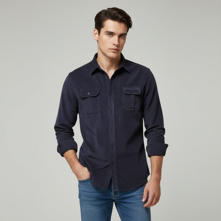 Bon Voyage Vintage Corduroy Long-Sleeve Casual Shirt for Autumn-Bon Voyage Vintage