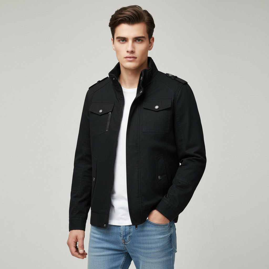 Bon Voyage Vintage - Men’s Stand Collar Autumn Jacket-Bon Voyage Vintage