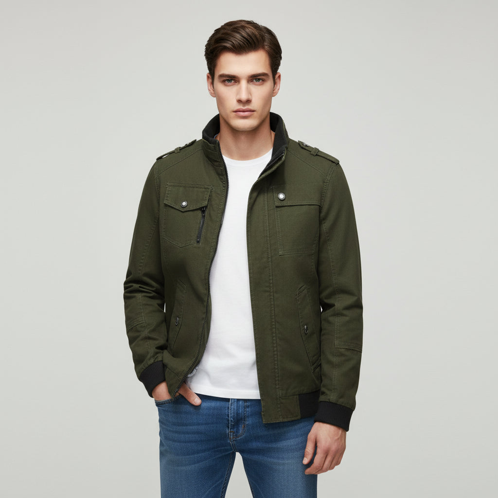 Bon Voyage Vintage - Men’s Stand Collar Autumn Jacket-Bon Voyage Vintage