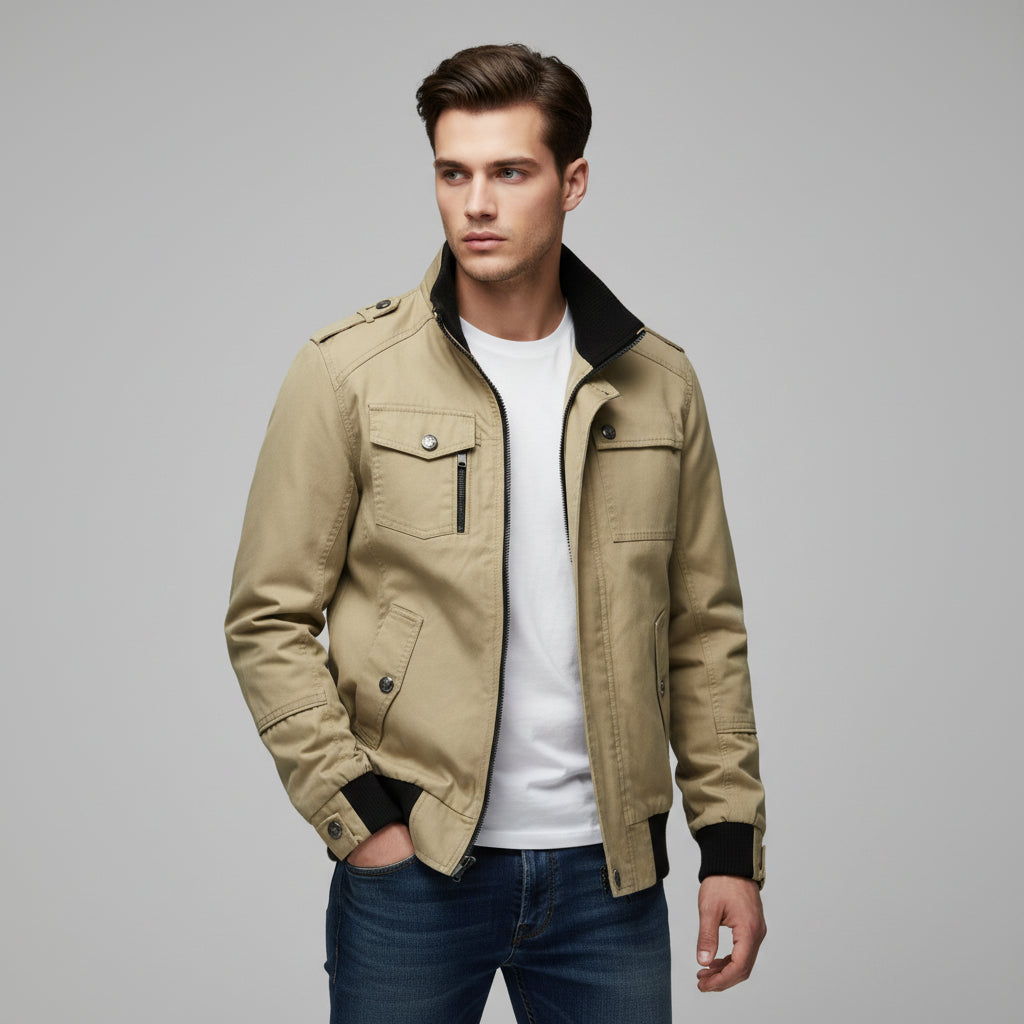 Bon Voyage Vintage - Men’s Stand Collar Autumn Jacket-Bon Voyage Vintage