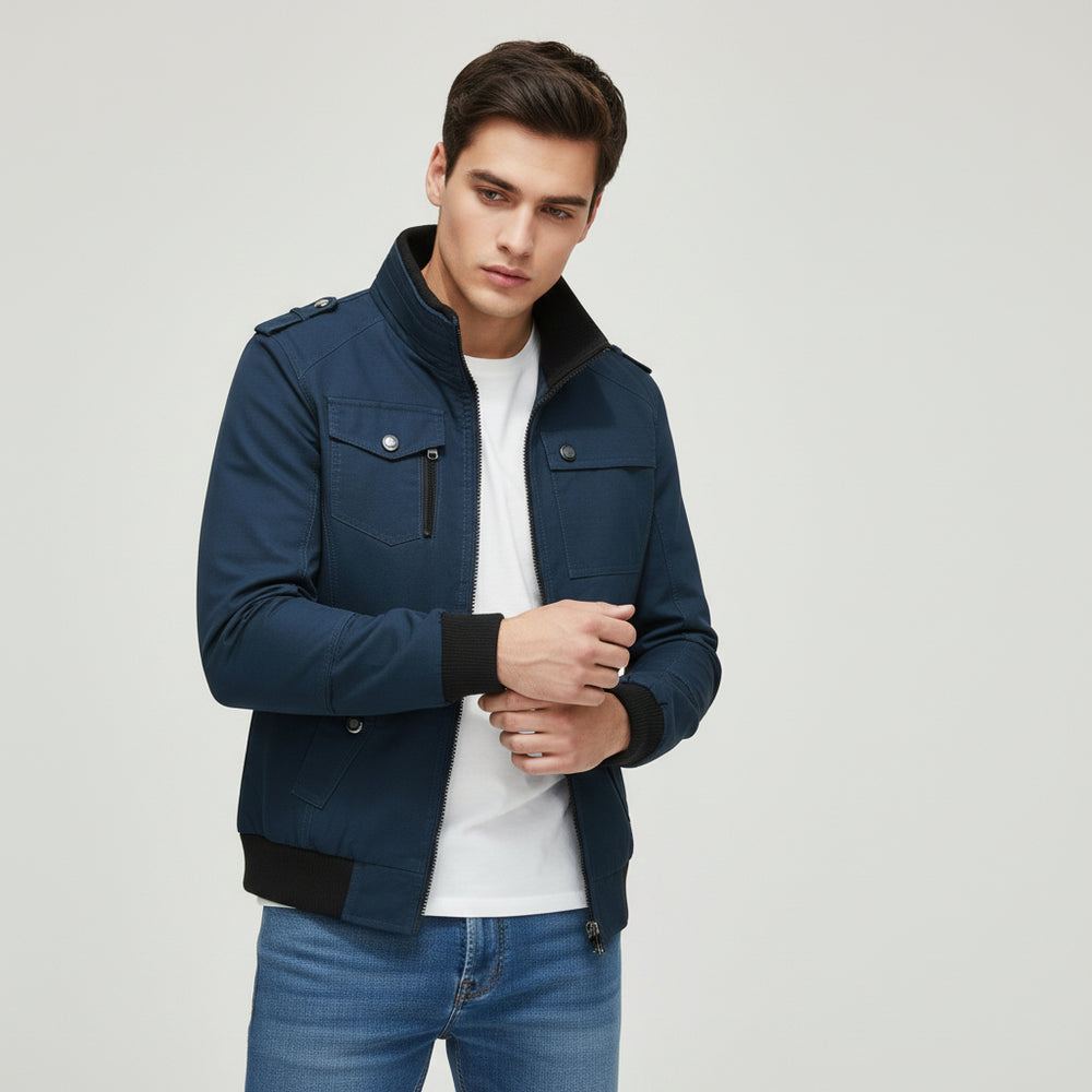 Bon Voyage Vintage - Men’s Stand Collar Autumn Jacket-Bon Voyage Vintage