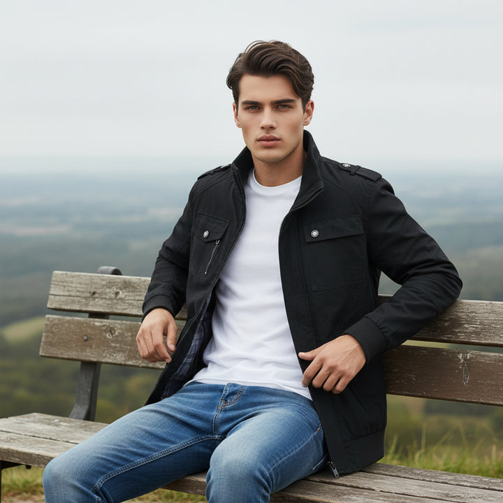 Bon Voyage Vintage - Men’s Stand Collar Autumn Jacket-Bon Voyage Vintage