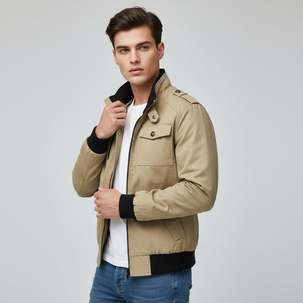 Bon Voyage Vintage - Men’s Stand Collar Autumn Jacket-Bon Voyage Vintage