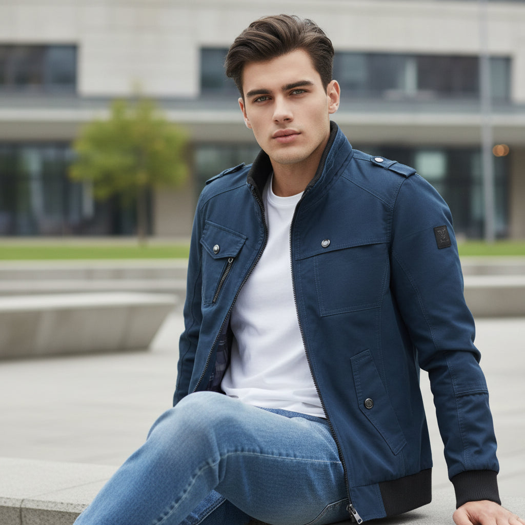 Bon Voyage Vintage - Men’s Stand Collar Autumn Jacket-Bon Voyage Vintage