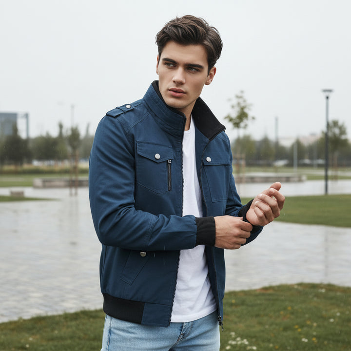 Bon Voyage Vintage - Men’s Stand Collar Autumn Jacket-Bon Voyage Vintage