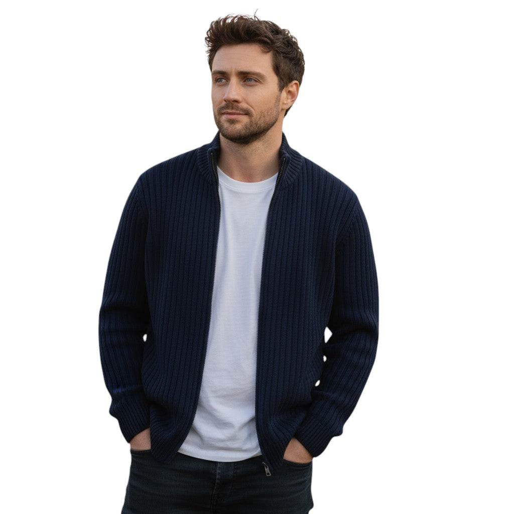 Bon Voyage Vintage - Stylish Zippered Fall Cardigan for Men-Bon Voyage Vintage