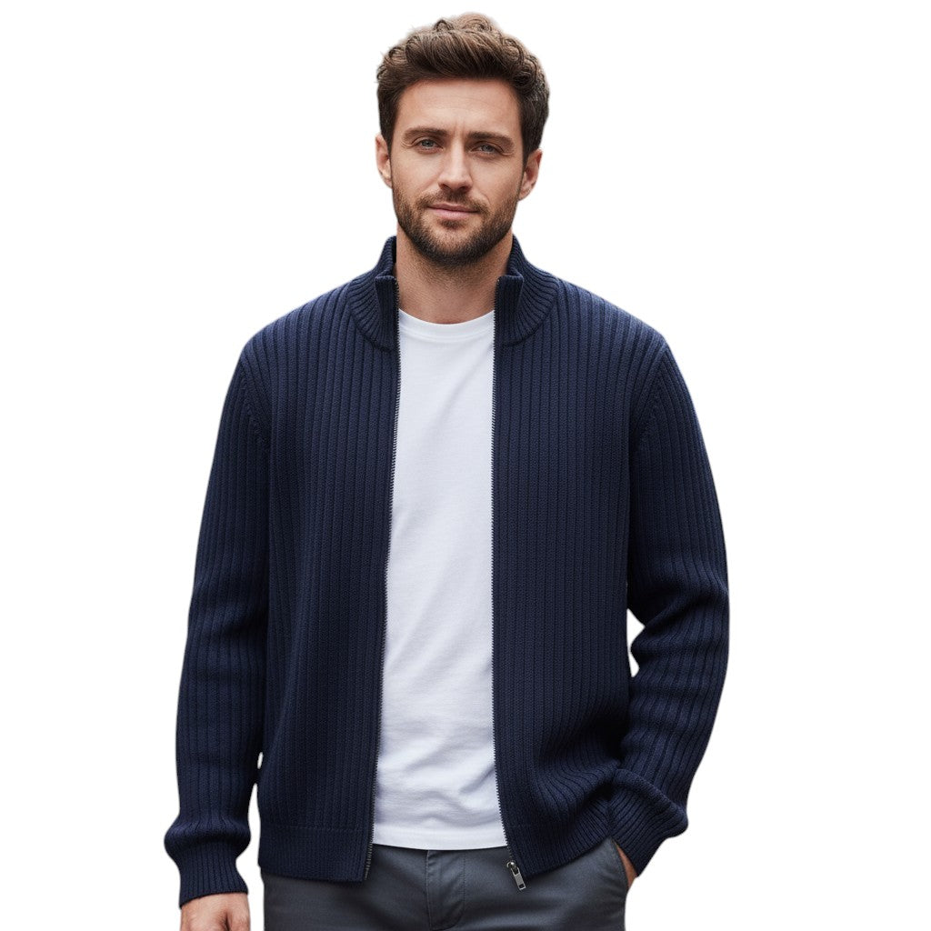 Bon Voyage Vintage - Stylish Zippered Fall Cardigan for Men-Bon Voyage Vintage