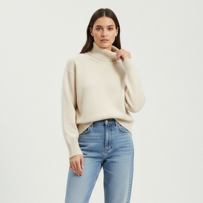 Cashmere Turtleneck Sweater Luxury Soft Winter Knit-Bon Voyage Vintage