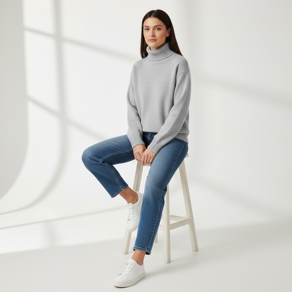 Cashmere Turtleneck Sweater Luxury Soft Winter Knit-Bon Voyage Vintage