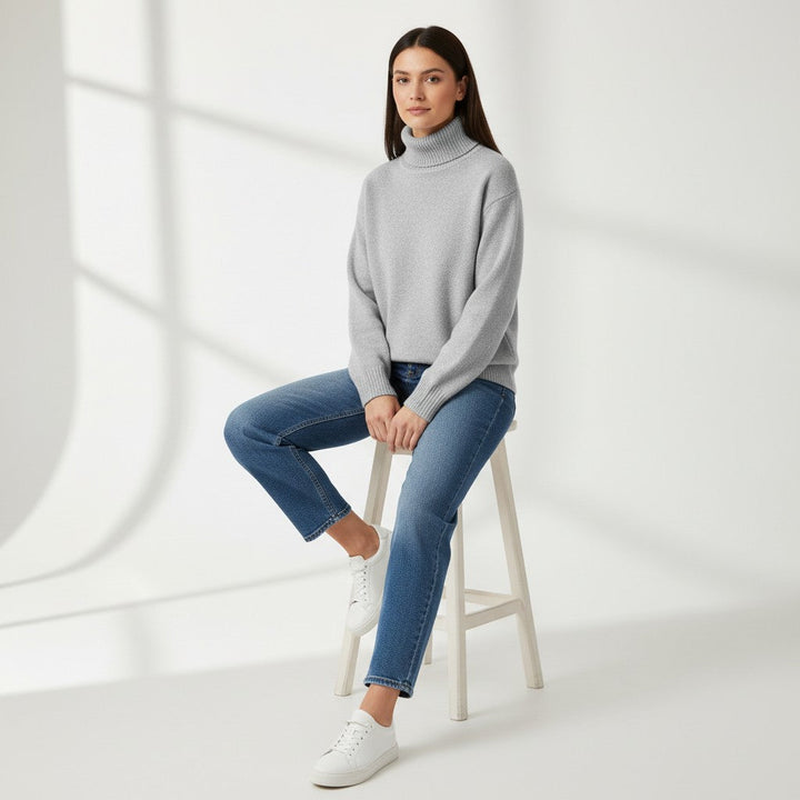 Cashmere Turtleneck Sweater Luxury Soft Winter Knit-Bon Voyage Vintage