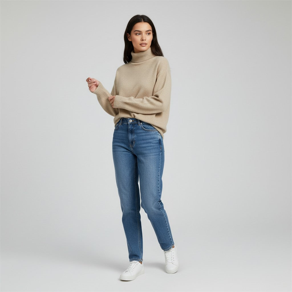 Cashmere Turtleneck Sweater Luxury Soft Winter Knit-Bon Voyage Vintage