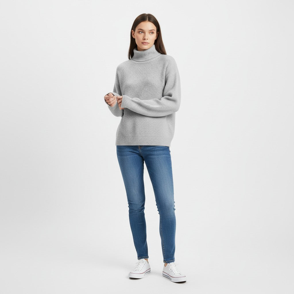 Cashmere Turtleneck Sweater Luxury Soft Winter Knit-Bon Voyage Vintage