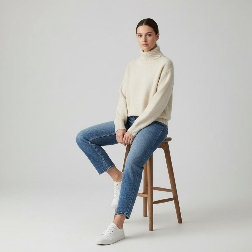 Cashmere Turtleneck Sweater Luxury Soft Winter Knit-Bon Voyage Vintage