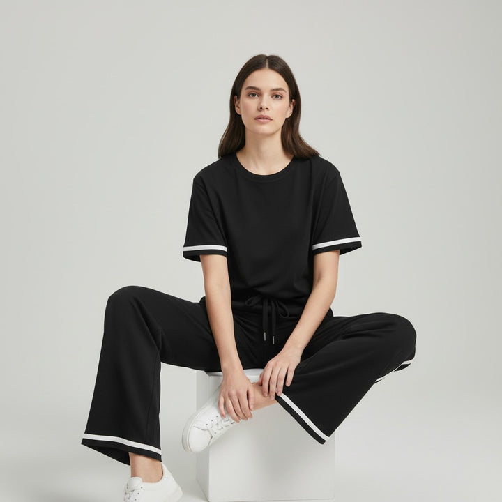 Casual Pants and Short-Sleeve Top Two-Piece Set for Women-Bon Voyage Vintage