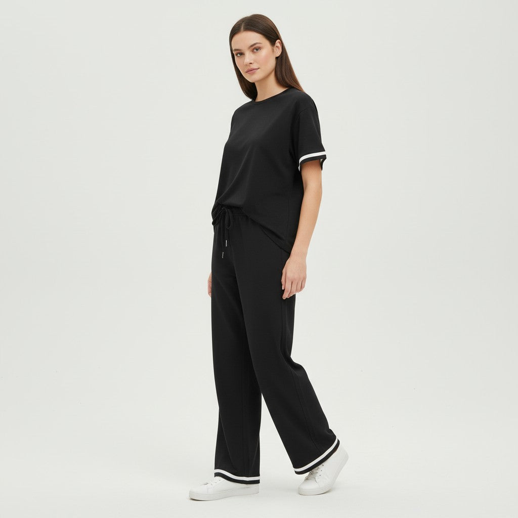 Casual Pants and Short-Sleeve Top Two-Piece Set for Women-Bon Voyage Vintage