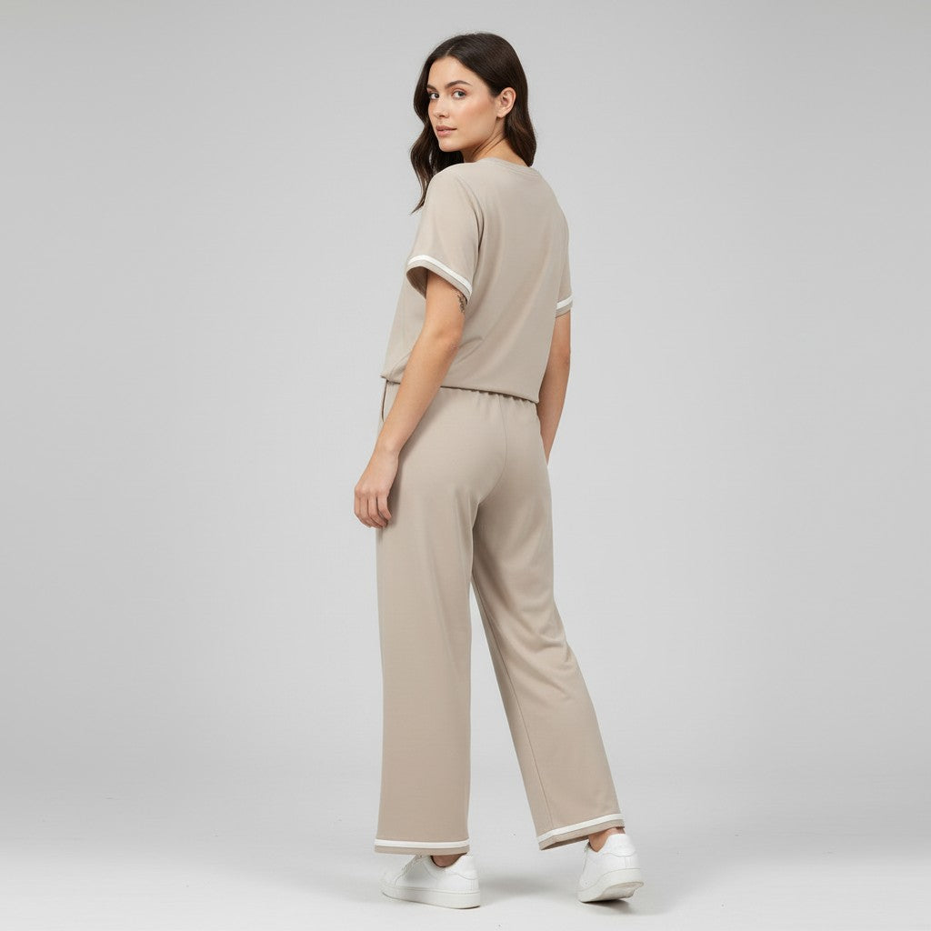 Casual Pants and Short-Sleeve Top Two-Piece Set for Women-Bon Voyage Vintage
