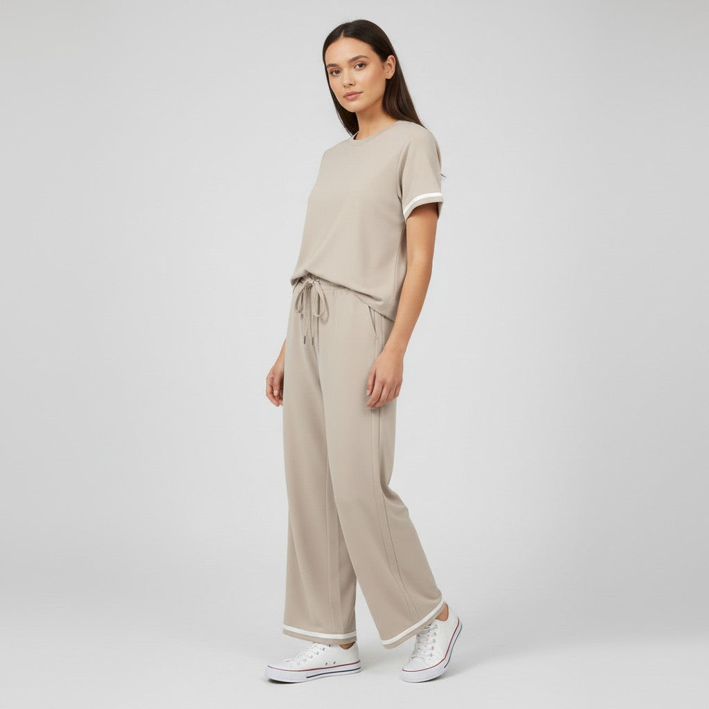Casual Pants and Short-Sleeve Top Two-Piece Set for Women-Bon Voyage Vintage