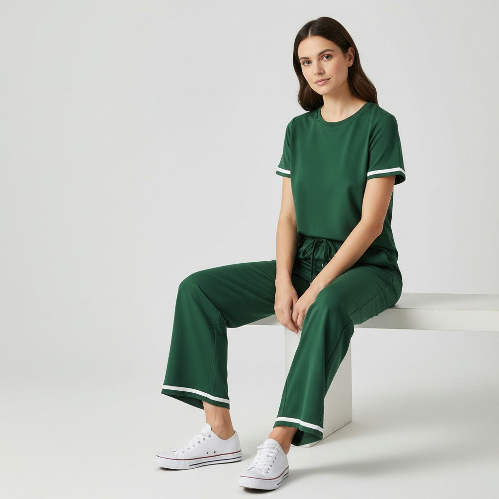 Casual Pants and Short-Sleeve Top Two-Piece Set for Women-Bon Voyage Vintage