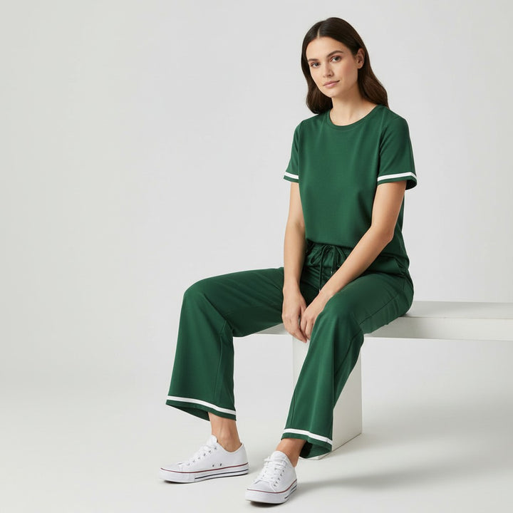 Casual Pants and Short-Sleeve Top Two-Piece Set for Women-Bon Voyage Vintage