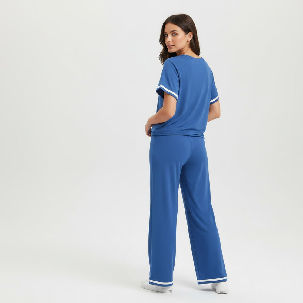 Casual Pants and Short-Sleeve Top Two-Piece Set for Women-Bon Voyage Vintage