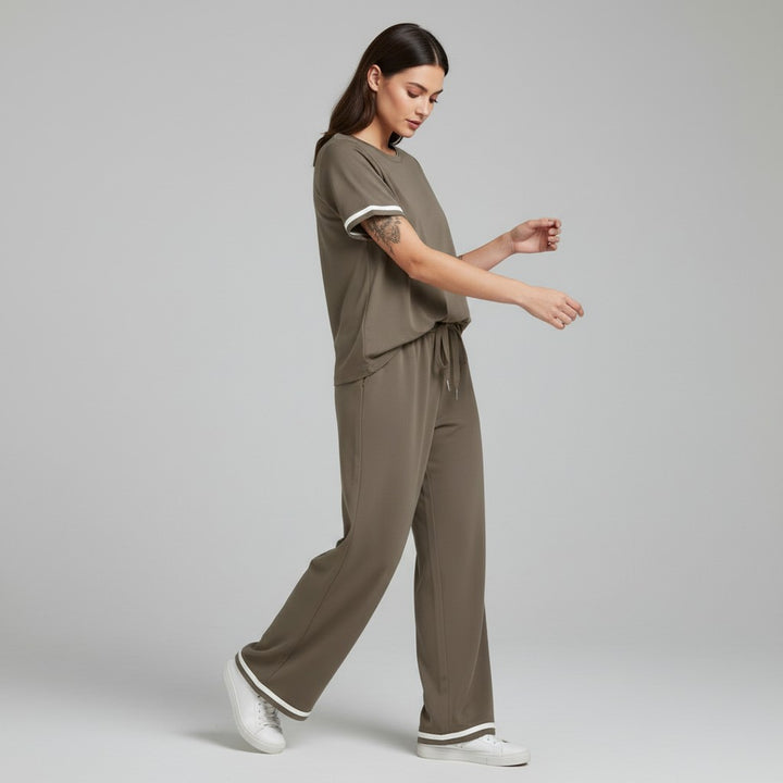Casual Pants and Short-Sleeve Top Two-Piece Set for Women-Bon Voyage Vintage
