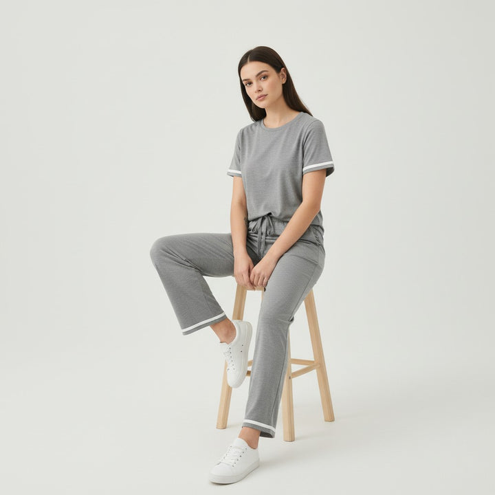 Casual Pants and Short-Sleeve Top Two-Piece Set for Women-Bon Voyage Vintage