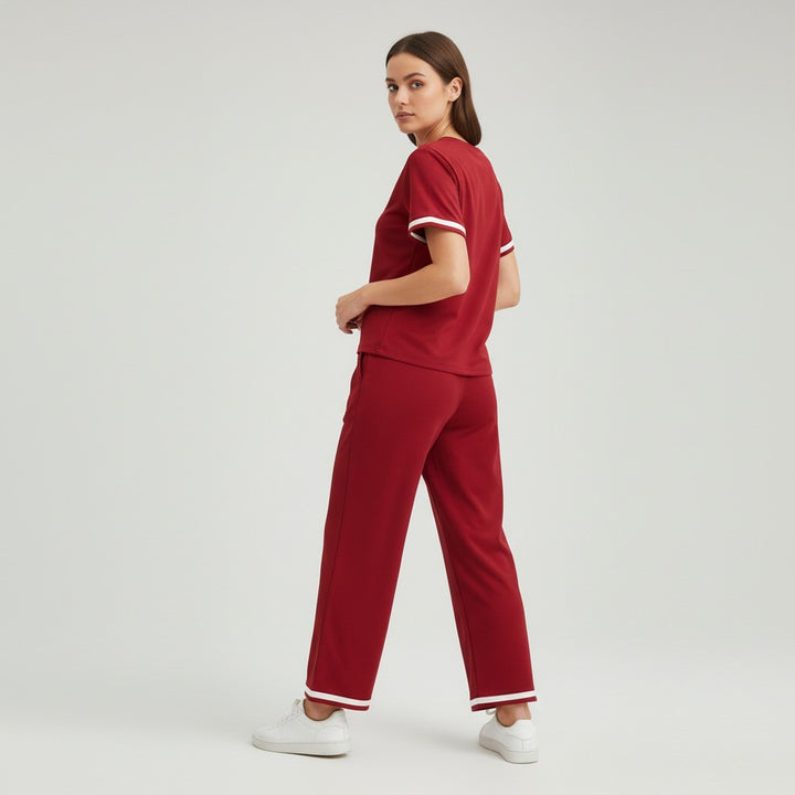 Casual Pants and Short-Sleeve Top Two-Piece Set for Women-Bon Voyage Vintage