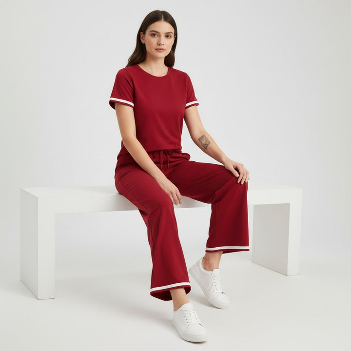 Casual Pants and Short-Sleeve Top Two-Piece Set for Women-Bon Voyage Vintage