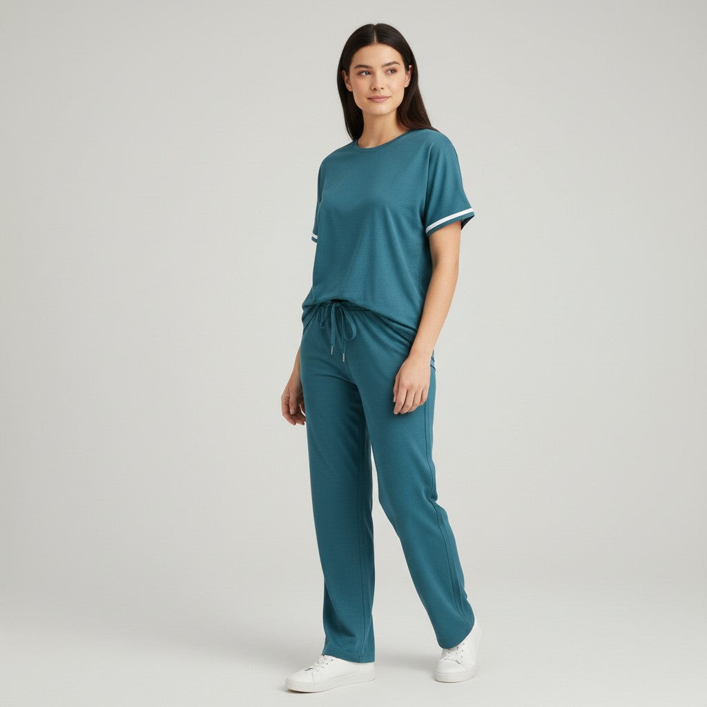 Casual Pants and Short-Sleeve Top Two-Piece Set for Women-Bon Voyage Vintage