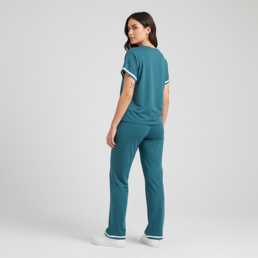 Casual Pants and Short-Sleeve Top Two-Piece Set for Women-Bon Voyage Vintage