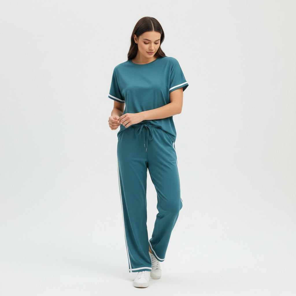 Casual Pants and Short-Sleeve Top Two-Piece Set for Women-Bon Voyage Vintage