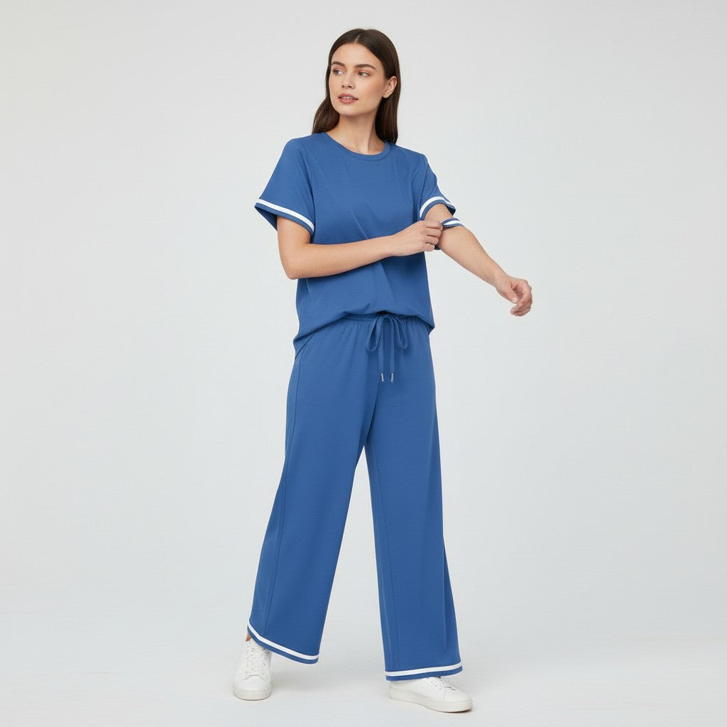 Casual Pants and Short-Sleeve Top Two-Piece Set for Women-Bon Voyage Vintage